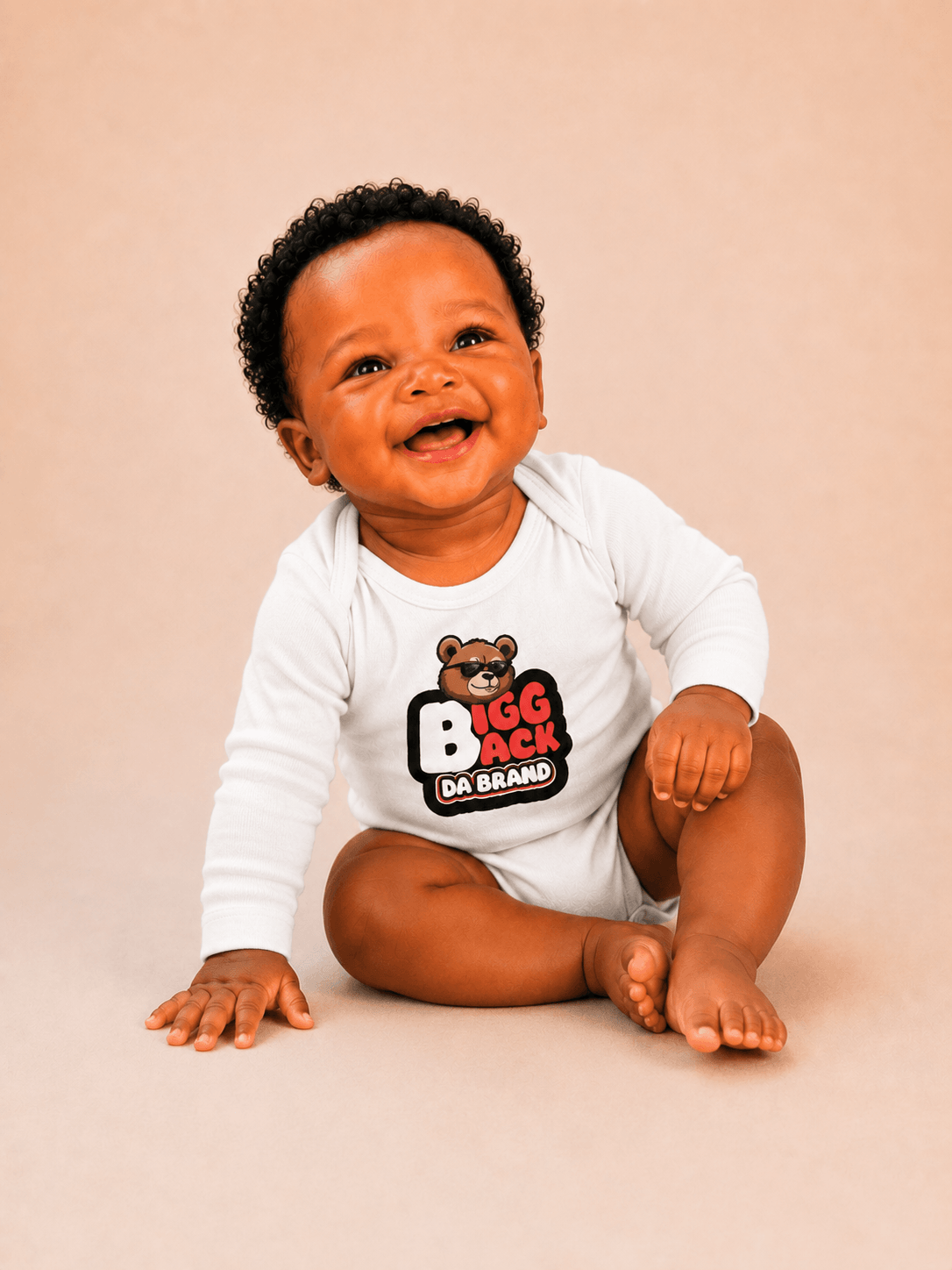 Bigg Back Da Brand Infant White Long Sleeve Graphic Bodysuit