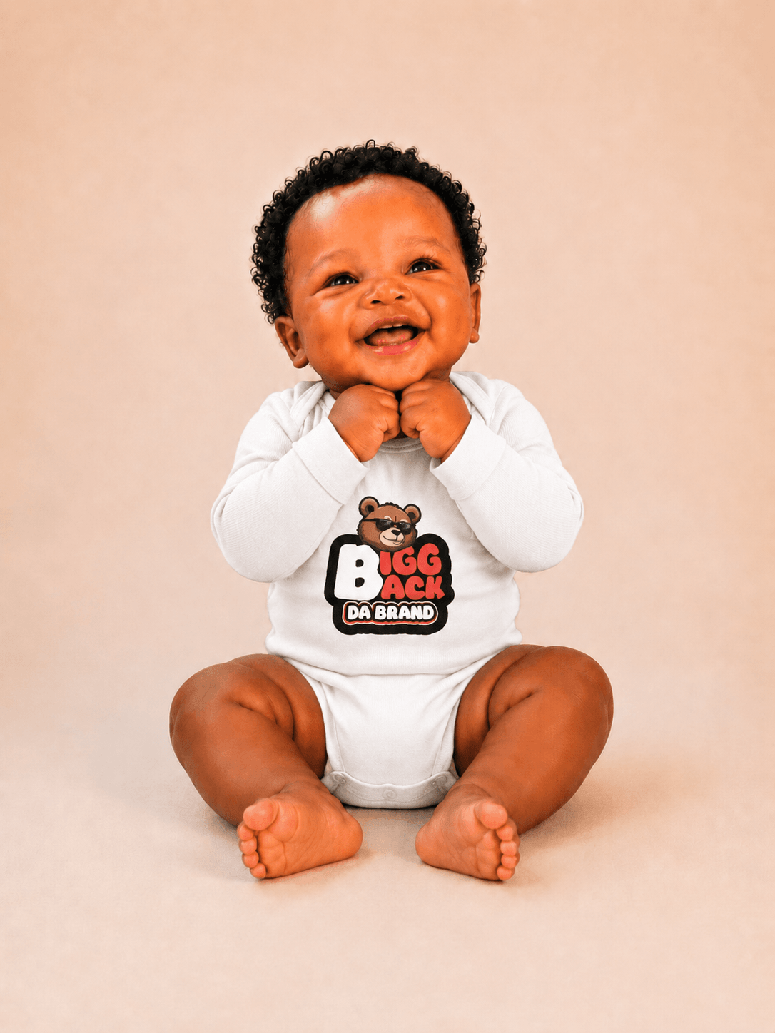Bigg Back Da Brand Infant White Long Sleeve Graphic Bodysuit