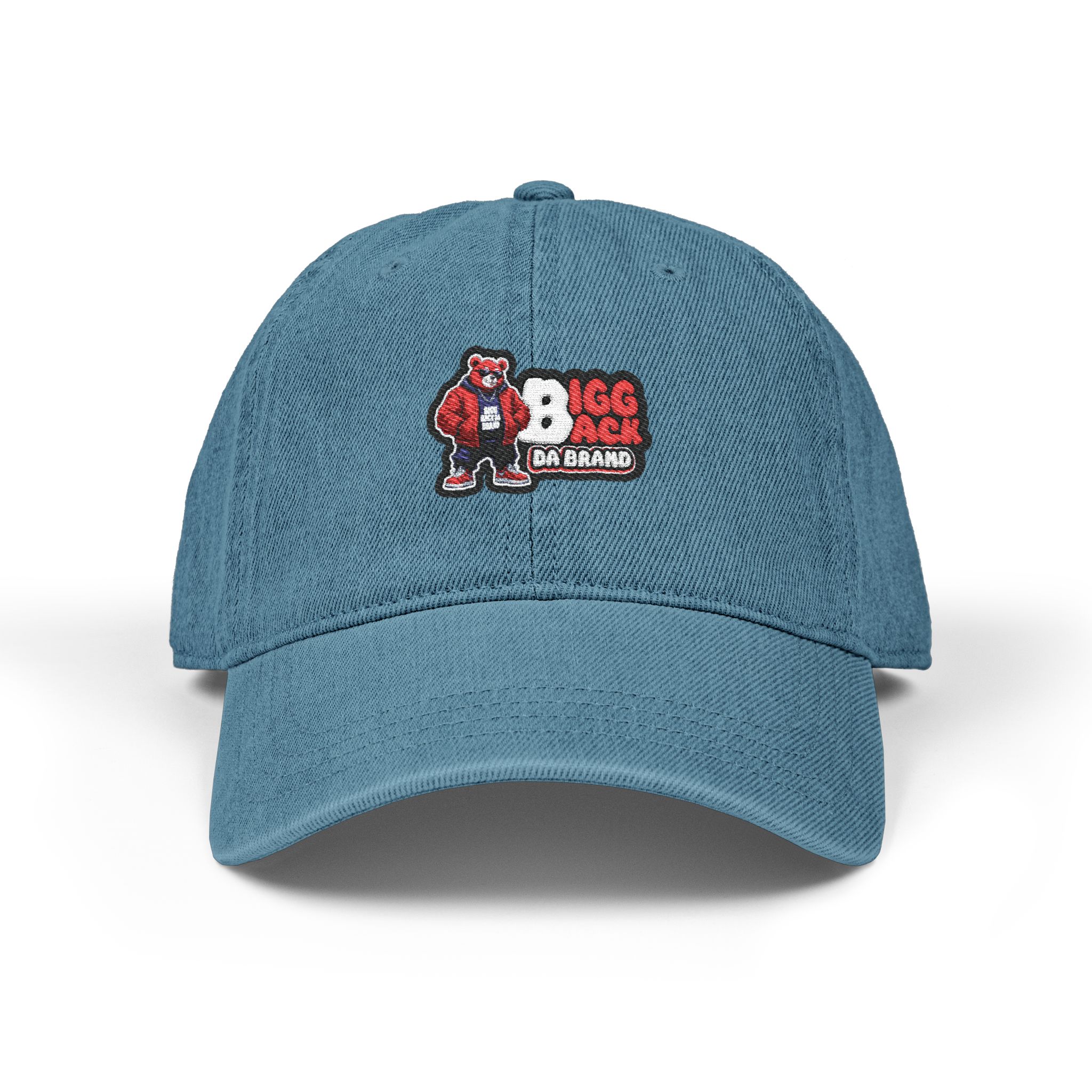 Bigg Back Da Brand Light Blue Denim Dad Hat Unisex Embroidered Cap
