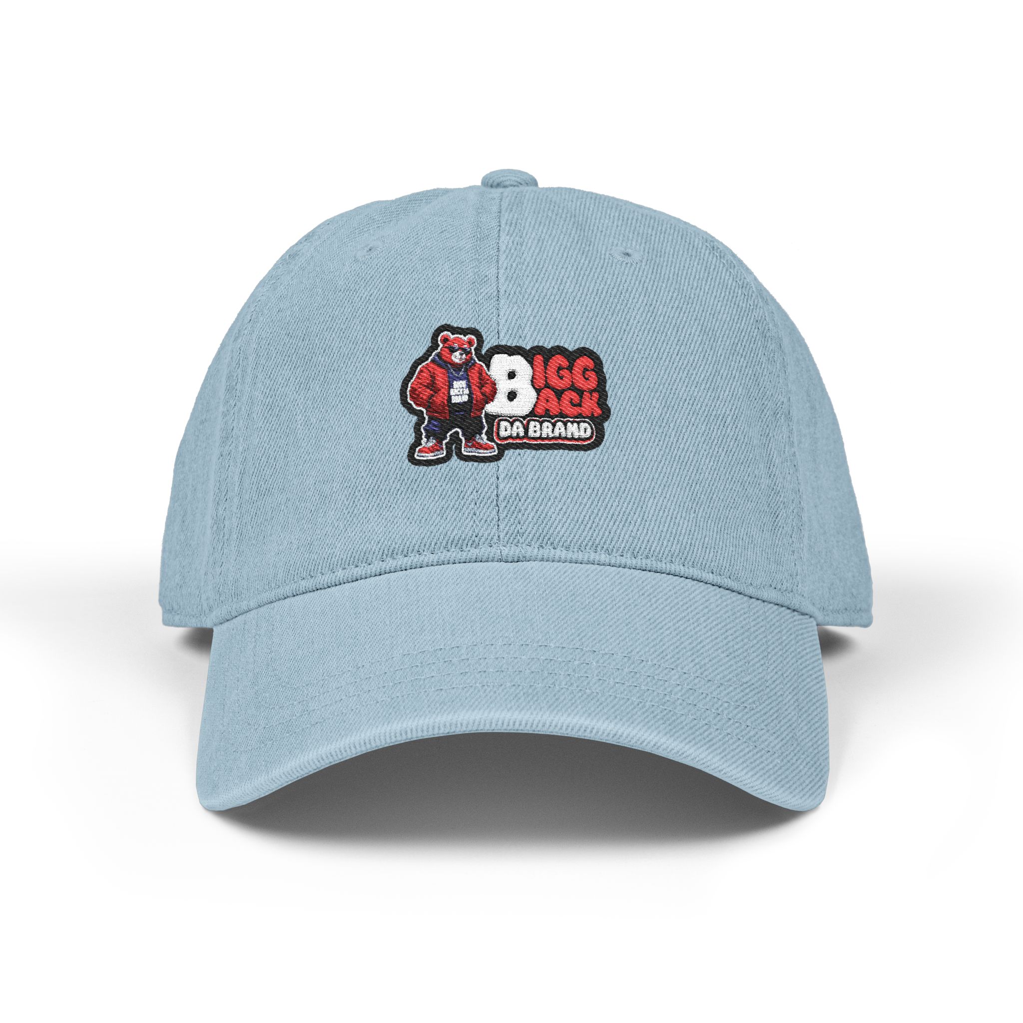 Bigg Back Da Brand Light Blue Denim Dad Hat Unisex Embroidered Cap