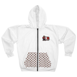 Bigg Back Da Brand White Full Zip Hoodie with Printed Pockets