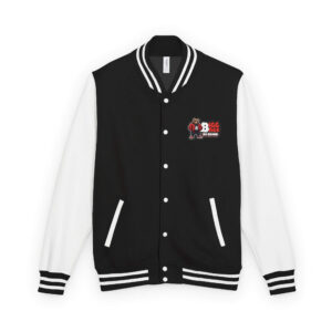 Bigg Back Da Brand MENS Black and White Varsity Jacket with Front and Back Print