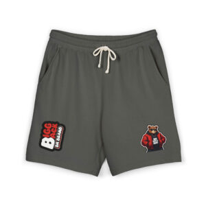 Bigg Back Da Brand Charcoal Graphic Fleece Shorts for Men
