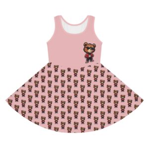 Bigg Back Da Brand Girls Pink Bear Print Sleeveless Sundress
