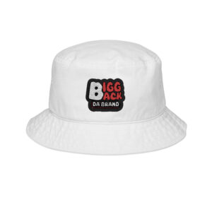 Bigg Back Da Brand White Bucket Hat Unisex Embroidered Streetwear Hat