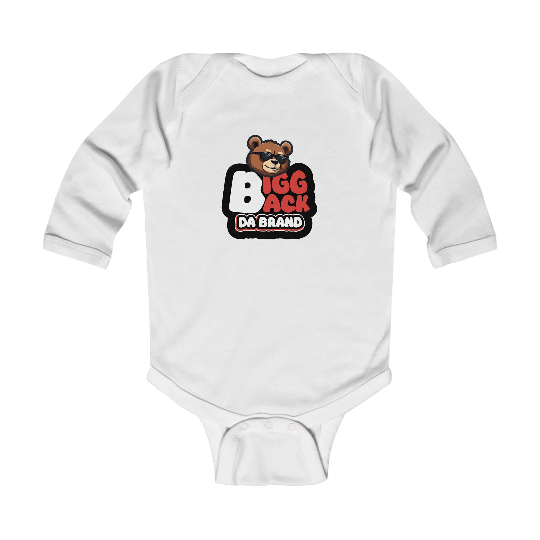 Bigg Back Da Brand Infant White Long Sleeve Graphic Bodysuit