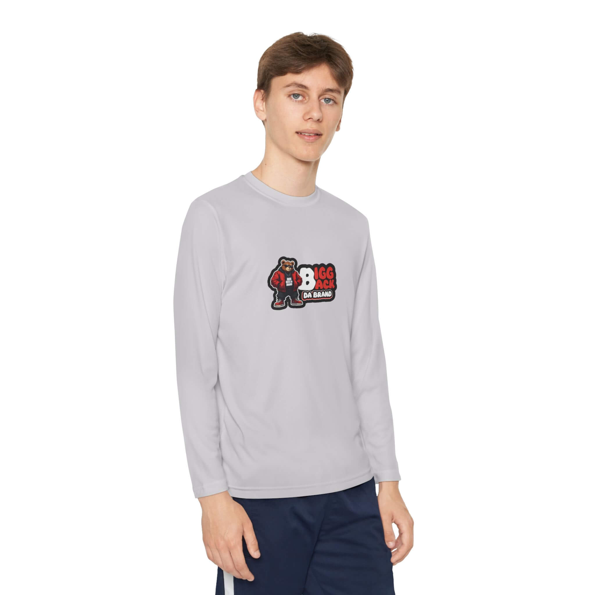 Bigg Back Da Brand Youth Grey Long Sleeve Graphic Tee