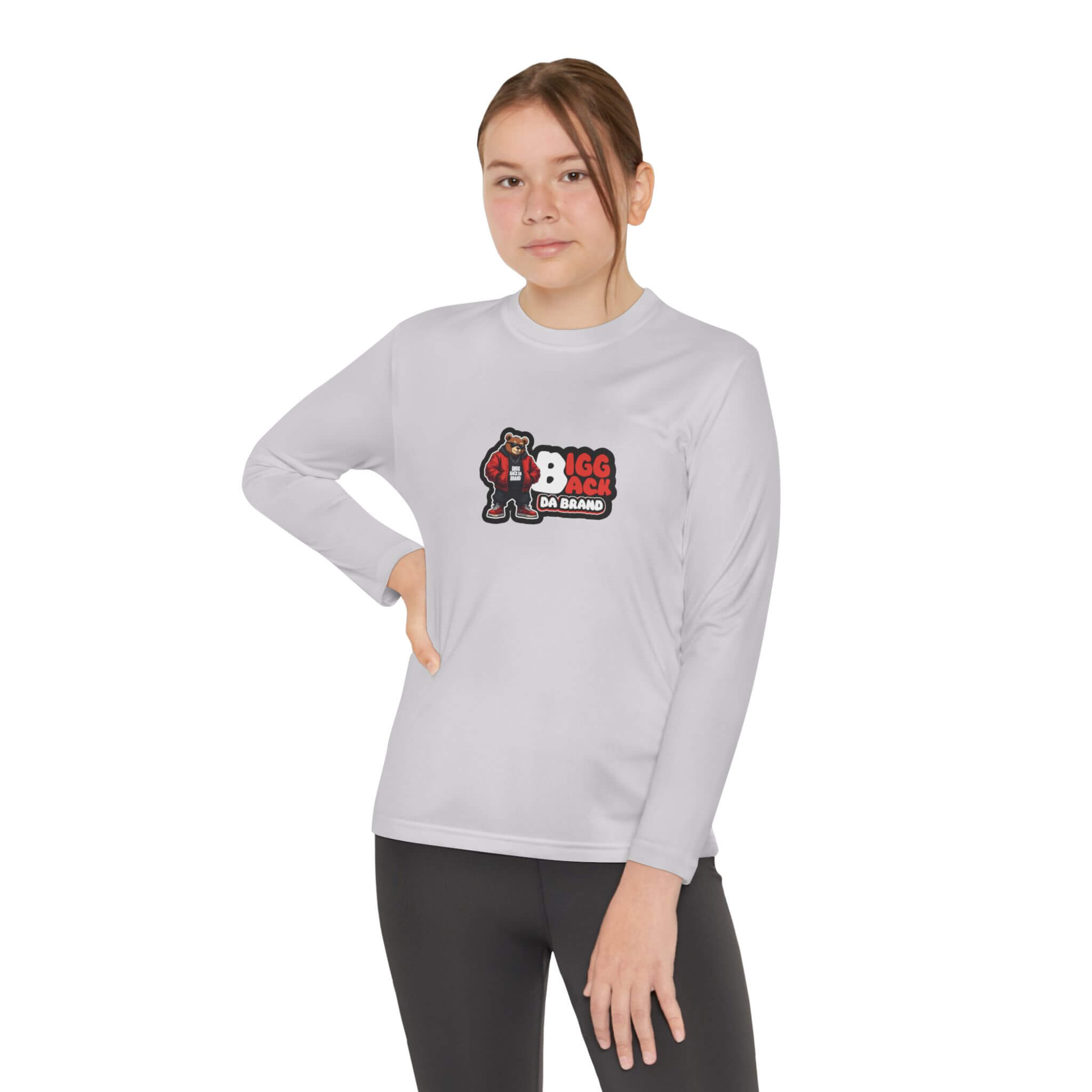 Bigg Back Da Brand Youth Grey Long Sleeve Graphic Tee