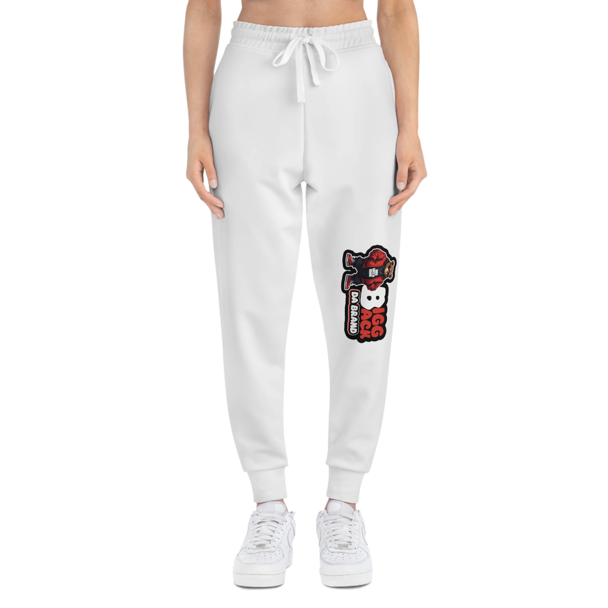 Bigg Back Da Brand White Graphic Jogger Sweatpants Unisex Casual Pants
