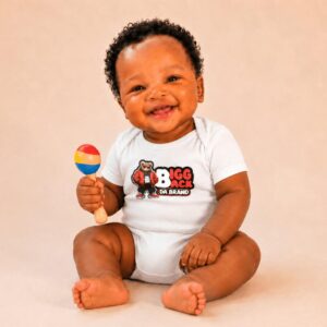Bigg Back Da Brand Infant White Graphic Bodysuit