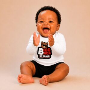 Bigg Back Da Brand Toddler White Bear Graphic Long Sleeve Tee