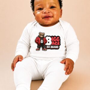 Bigg Back Da Brand Baby Long Sleeve Bodysuit White Graphic Infant Onesie