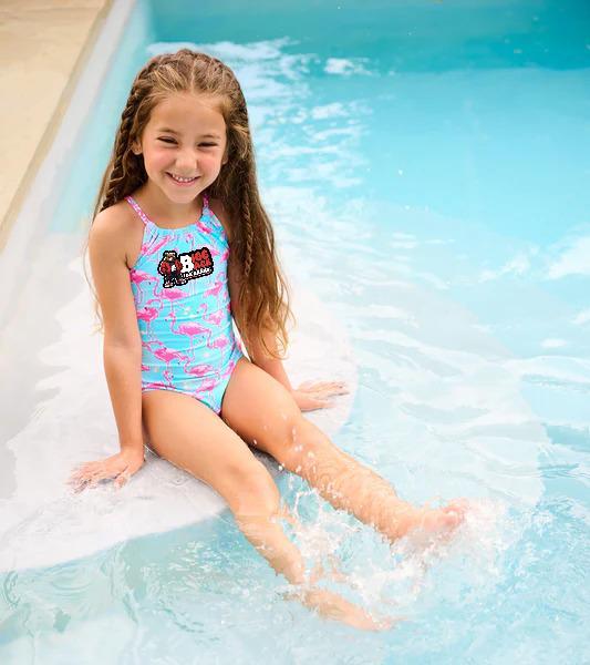 Bigg Back Flamingo Float Girls’ One-Piece Swimsuit
