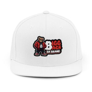 Bigg Back Da Brand White Graphic Flat Brim Cap Unisex Streetwear Hat