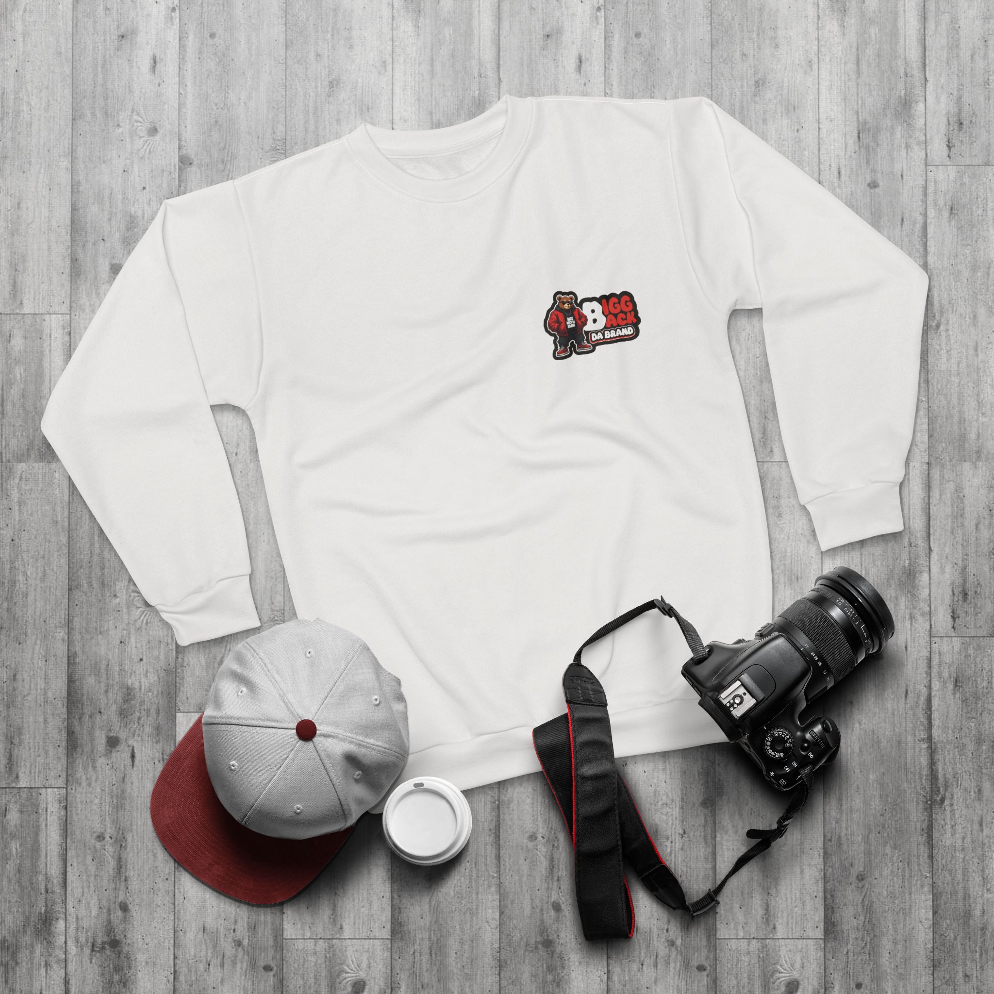 Bigg Back Da Brand White Unisex Crewneck Sweatshirt with Front and Back Print
