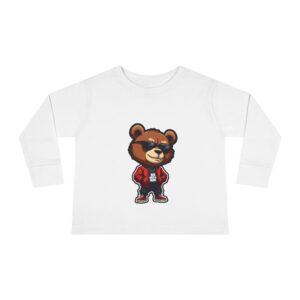 Bigg Back Da Brand Toddler White Bear Graphic Long Sleeve Tee