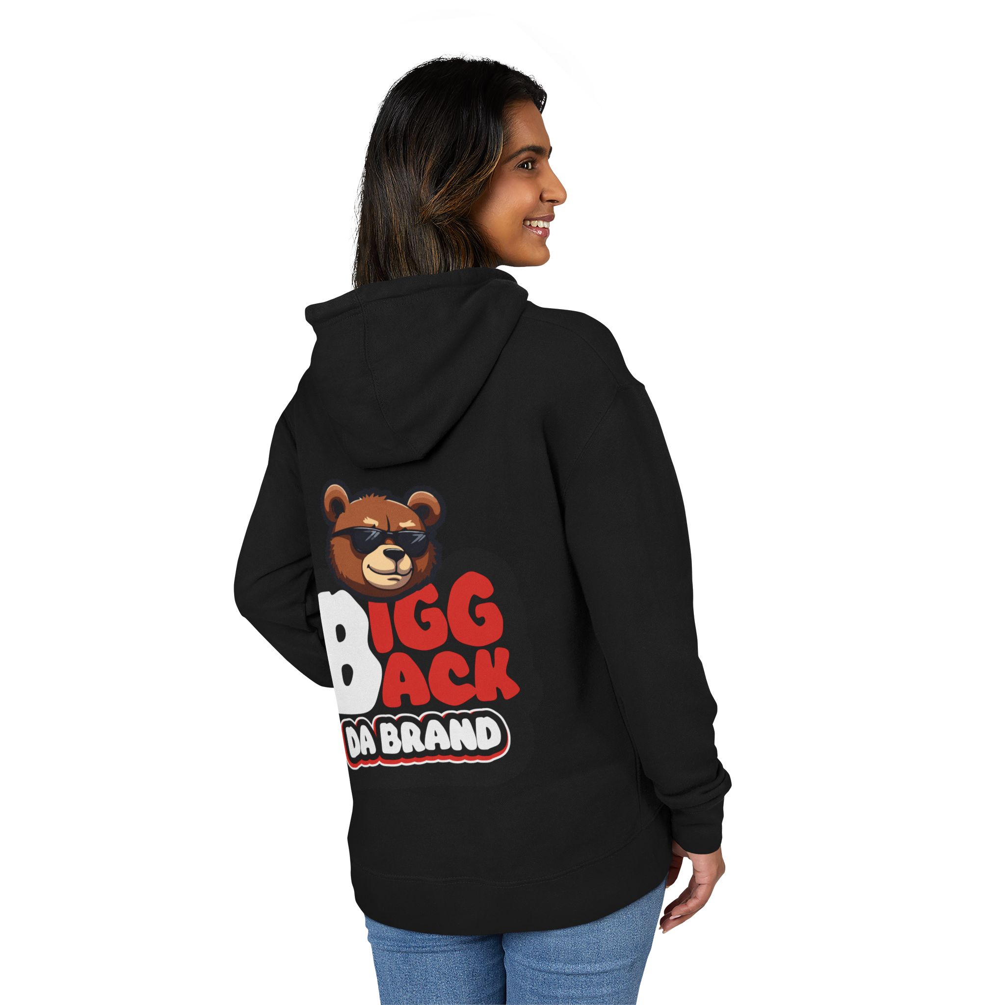 Bigg Back Da Brand Unisex Black Graphic Hoodie with Front and Back Print