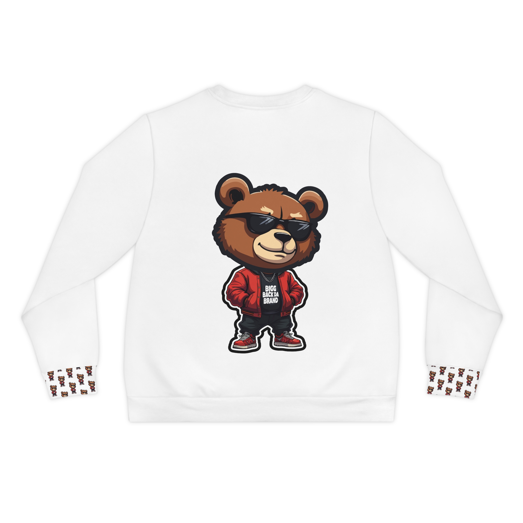 Bigg Back Da Brand White Unisex Crewneck Sweatshirt with Chest Logo and Oversized Back Print