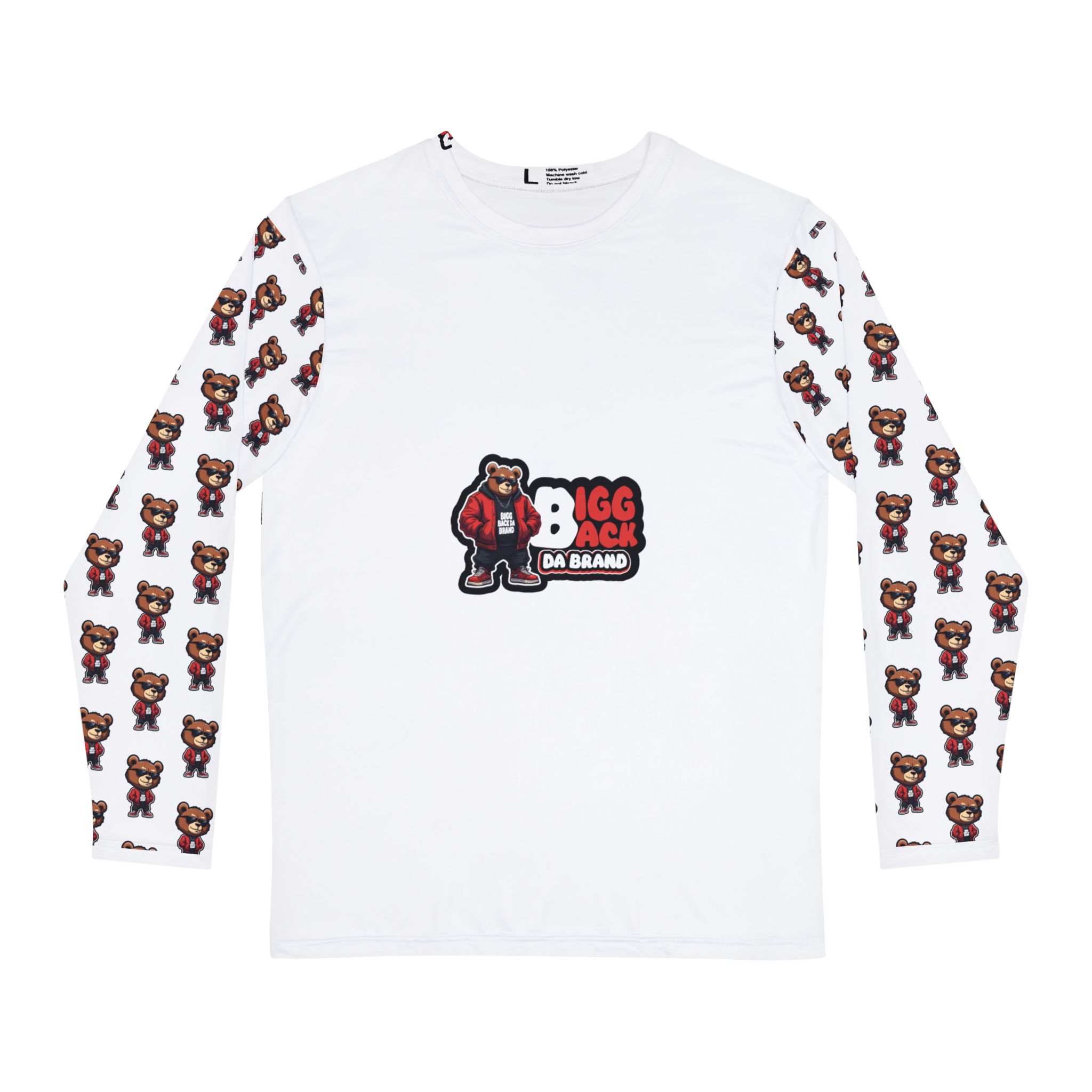 Bigg Back Da Brand White Long Sleeve Graphic T Shirt with Printed Sleeves