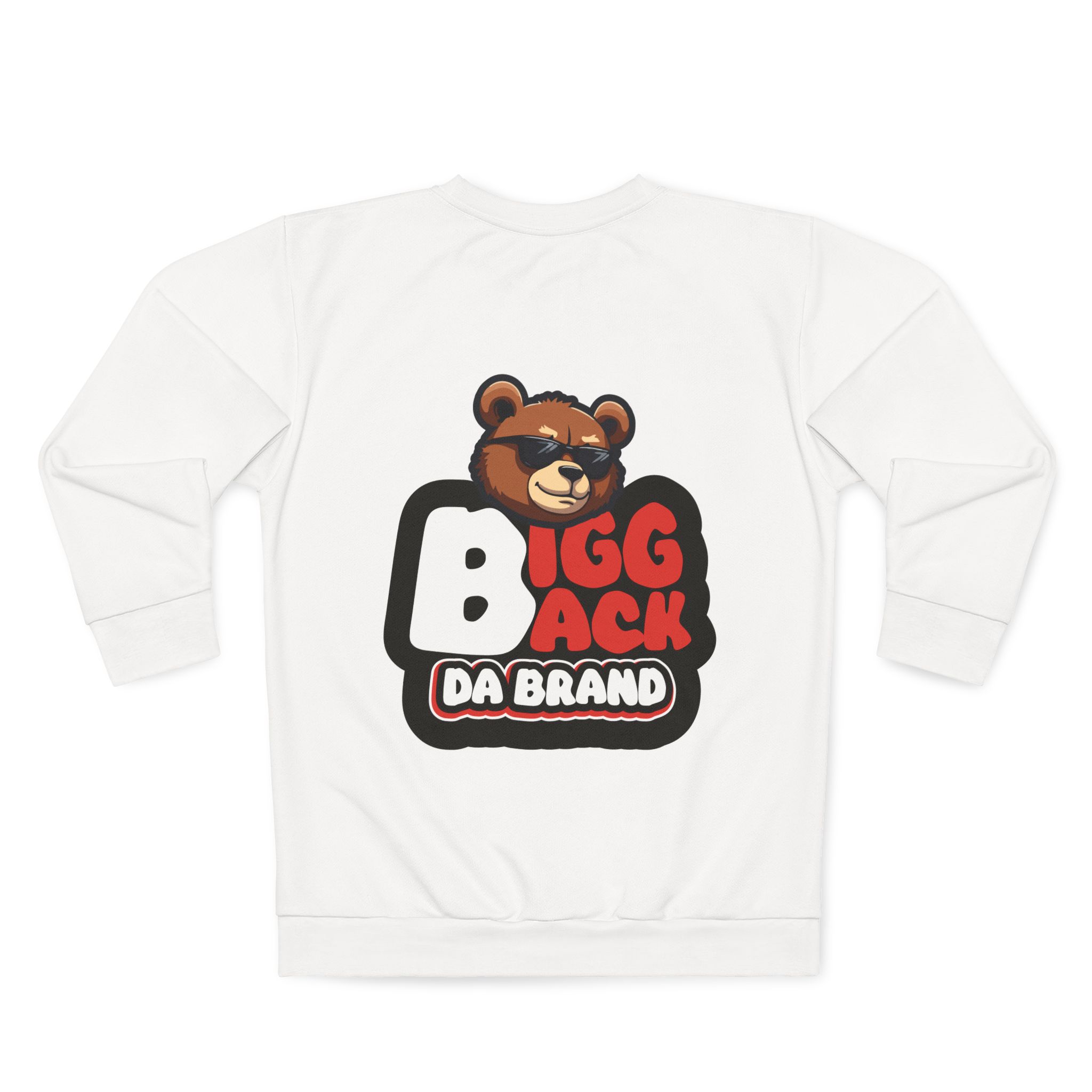 Bigg Back Da Brand White Unisex Crewneck Sweatshirt with Front and Back Print